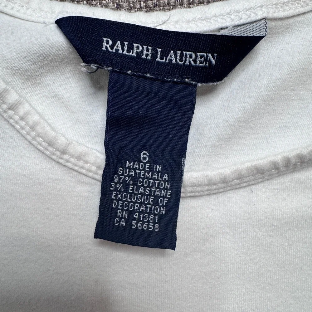 Ralph Lauren Girls White Short Sleeve T-Shirt Pink Pony Logo Size 6